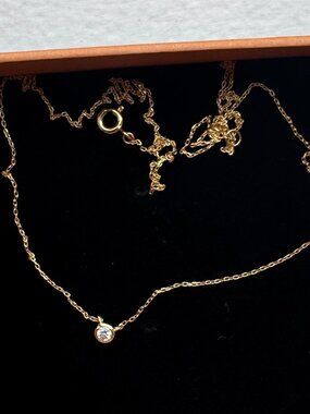 NWT Quince 14K Gold Diamond Bezel Necklace